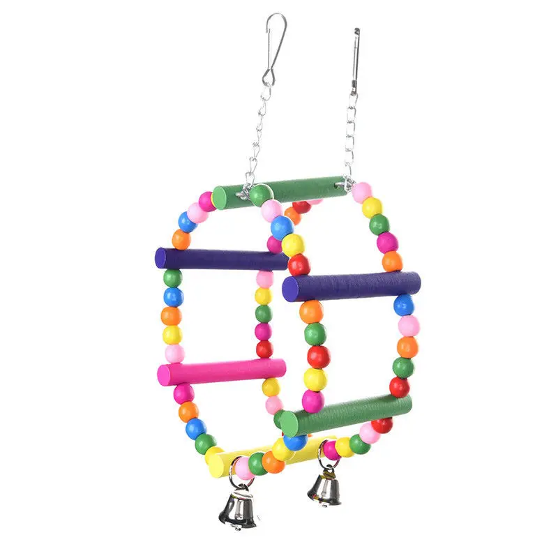 Mayitr Parrot Toys Pet Bird Bites Climb Chew Toy Hanging Cockatiel Parakeet Climb Chewing Cage With Bell Bird Toys Multi Styles