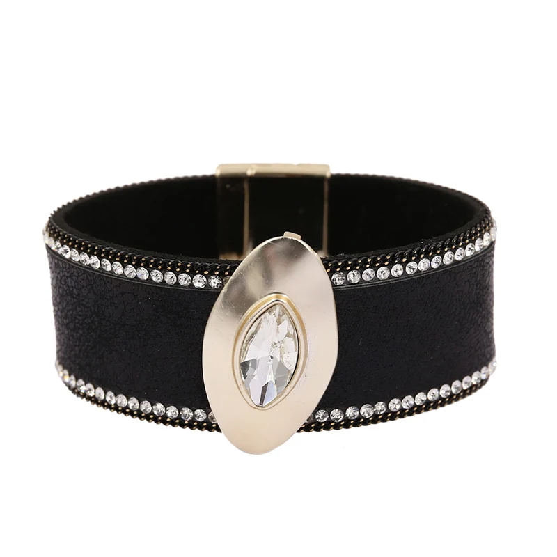 Punk Leather Bracelets For Women Crystal Rhinestone Bracelets Black Wide Bangles Statement Jewelry pulseira feminina
Punk Leather Bracelets For Women Crystal Rhinestone Bracelets Black Wide Bangles Statement Jewelry pulseira feminina