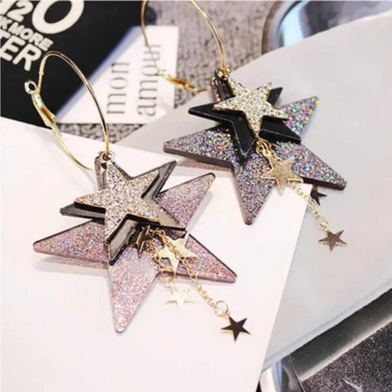 New Fashion Multi - Layer Large Earrings Personality Popular Five - Pointed Star Film Fringed Earrings For Women Gift
New Fashion Multi - Layer Large Earrings Personality Popular Five - Pointed Star Film Fringed Earrings For Women Gift