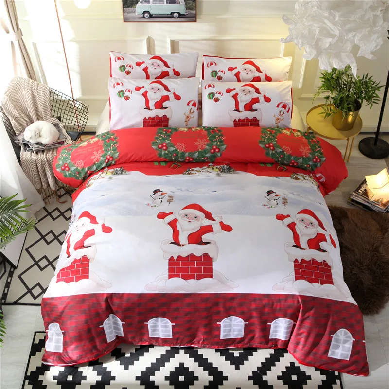 Фото Bonenjoy рождественское постельное белье двуспальная кровать Набор Санта Клауса