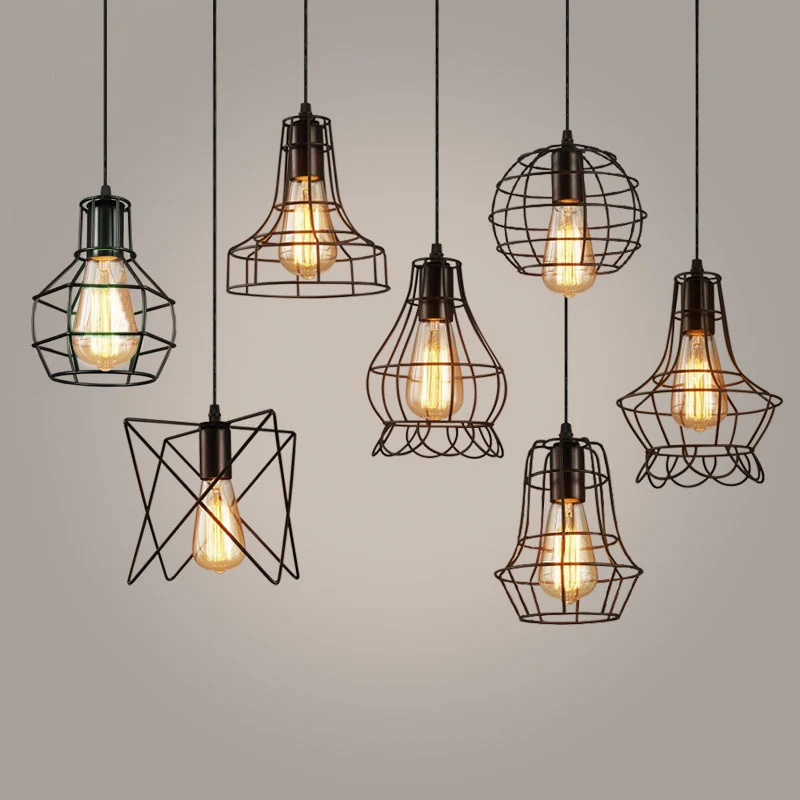 Vintage Black Metal Pendant Light Industrial Hanging Loft Pendant Lamp Retro Suspension Indoor Pendant Lights Bar Restaurant Dining Room (23)