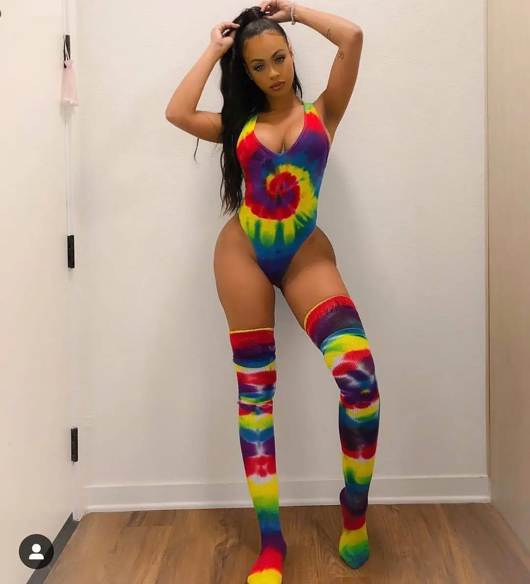 Rainbow Tie Dye Sexy Fitness Bodysuits Women Scoop Neck Sleeveless Beach Wear Overall Print Summer Backless Party Playsuit
Rainbow Tie Dye Sexy Fitness Bodysuits Women Scoop Neck Sleeveless Beach Wear Overall Print Summer Backless Party Playsuit