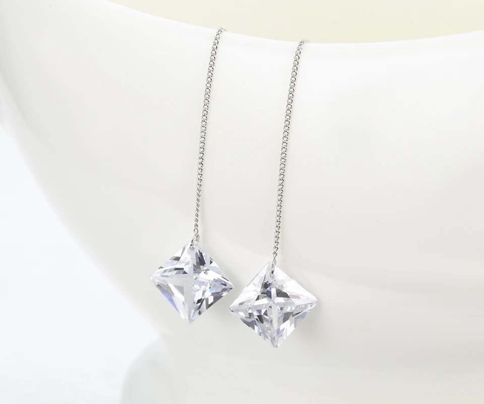 Princess Cut AAA CZ Zircon Stone Link White Gold Color Long Chain Drop Dangle Threader Through Earrings For Women Girls Jewelry
Princess Cut AAA CZ Zircon Stone Link White Gold Color Long Chain Drop Dangle Threader Through Earrings For Women Girls Jewelry