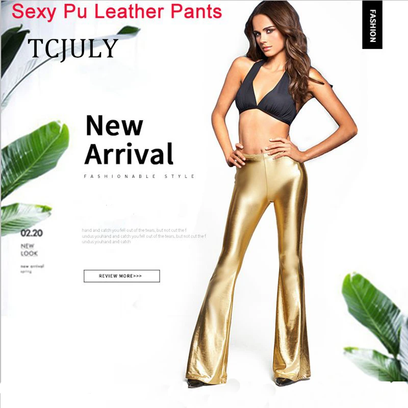 TCJULY Sexy Solid Pu Leather Pants Skinny Bell Bottom Pants For Women Push Up Disco Flare Pants Plus Size Stretch Shiny Leggings
TCJULY Sexy Solid Pu Leather Pants Skinny Bell Bottom Pants For Women Push Up Disco Flare Pants Plus Size Stretch Shiny Leggings
