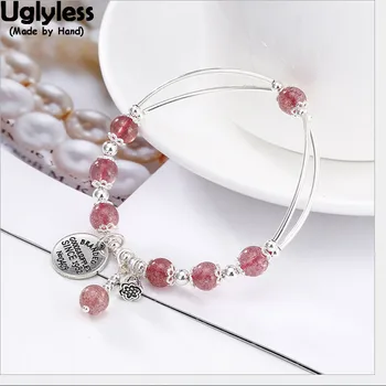 Uglyless 100% Real Solid 925 Sterling Silver Elastic Rope Medal Charms Bracelets for Women Strawberry Quartz Beads Bangle Bijoux
Uglyless 100% Real Solid 925 Sterling Silver Elastic Rope Medal Charms Bracelets for Women Strawberry Quartz Beads Bangle Bijoux