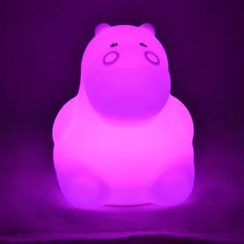 

Hippo LED Night Light Touch Sensor 9 Colors Silicone Table Lamp Battery Powered Bedroom Bedside Lamp for Children Kids Baby Gift