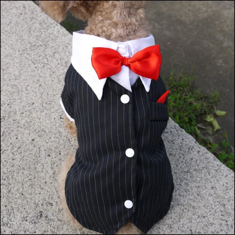 Cat-Puppy-Clothes-Dog-Wedding-Dress-Tuxedo-Suit-Coat-With-Bowtie-Chihuahua-Poodle-Bichon-Schnauzer-Pug