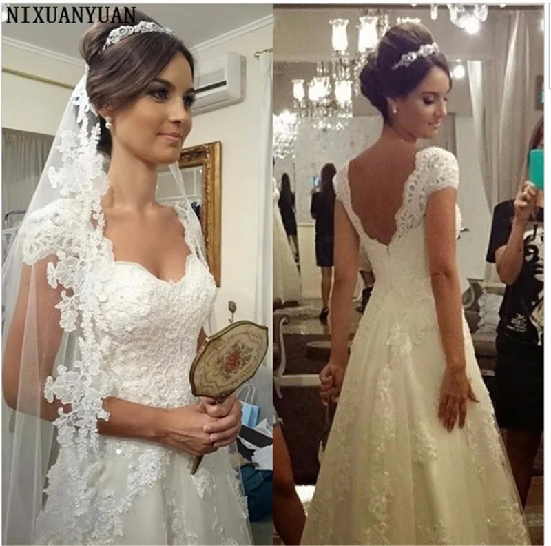 Stunning Beautiful Cap Sleeve Lace Appliques Wedding Dress Bridal Gown Custom Made 2021 | Свадьбы и торжества
