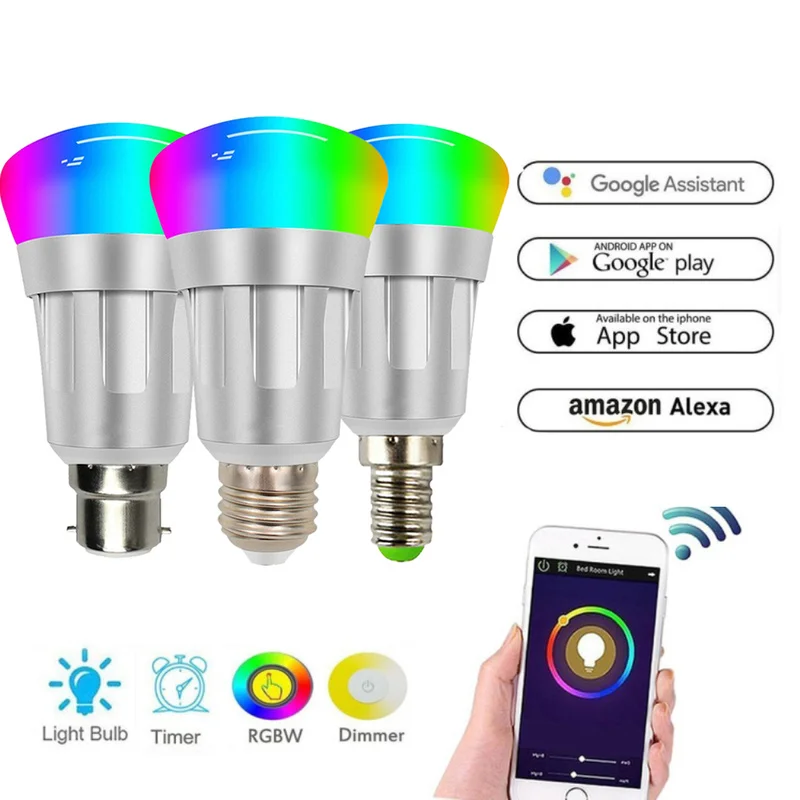 7W E27/B22/E14 RGBW WiFi Smart Light Bulb For Amazon Echo Alexa Google Home Dimmable Wireless Remote Control Bulb Lamp Light
7W E27/B22/E14 RGBW WiFi Smart Light Bulb For Amazon Echo Alexa Google Home Dimmable Wireless Remote Control Bulb Lamp Light