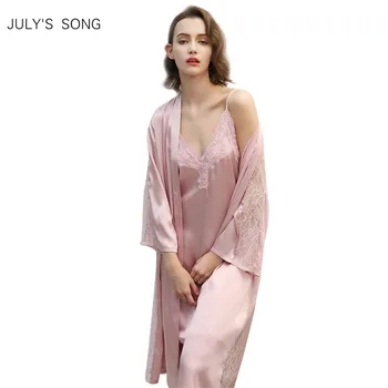 JULY'S SONG 2 Pieces Woman Spring Summer Pajamas Set Sexy Lace Larger Size Sling Robes Faux Silk Pajamas Sleepwear Nightgown
JULY'S SONG 2 Pieces Woman Spring Summer Pajamas Set Sexy Lace Larger Size Sling Robes Faux Silk Pajamas Sleepwear Nightgown