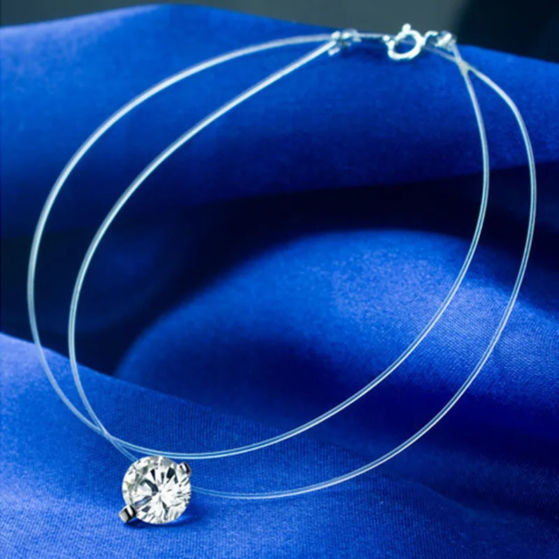 Hot Sale Fashion Cz Stone Crystal Zircon Necklace Invisible Transparent Fishing Line Chain Pendant Necklace For Women
Hot Sale Fashion Cz Stone Crystal Zircon Necklace Invisible Transparent Fishing Line Chain Pendant Necklace For Women