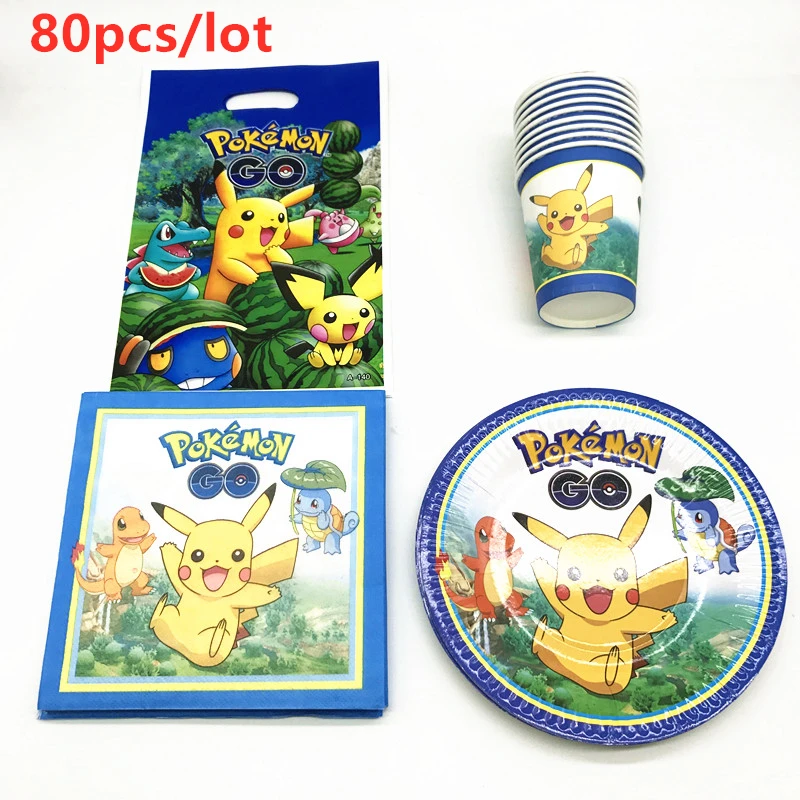 80Pcs/Lot Pokemon Go Theme Pikachu Design Cartoon Paper Plate Cup Napkin Candy Gift Bag Kids Birthday Baby Shower Party Supplies
80Pcs/Lot Pokemon Go Theme Pikachu Design Cartoon Paper Plate Cup Napkin Candy Gift Bag Kids Birthday Baby Shower Party Supplies