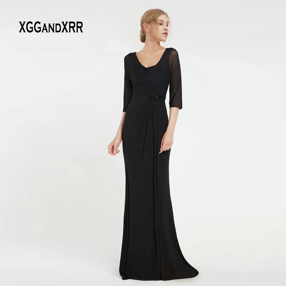 Elegant Half Sleeves Long Black Tulle Mother of Bride Dress 2019 Scoop Cap Sleeve Beaded Pleated Evening Dress Formal Party Gown
Elegant Half Sleeves Long Black Tulle Mother of Bride Dress 2019 Scoop Cap Sleeve Beaded Pleated Evening Dress Formal Party Gown