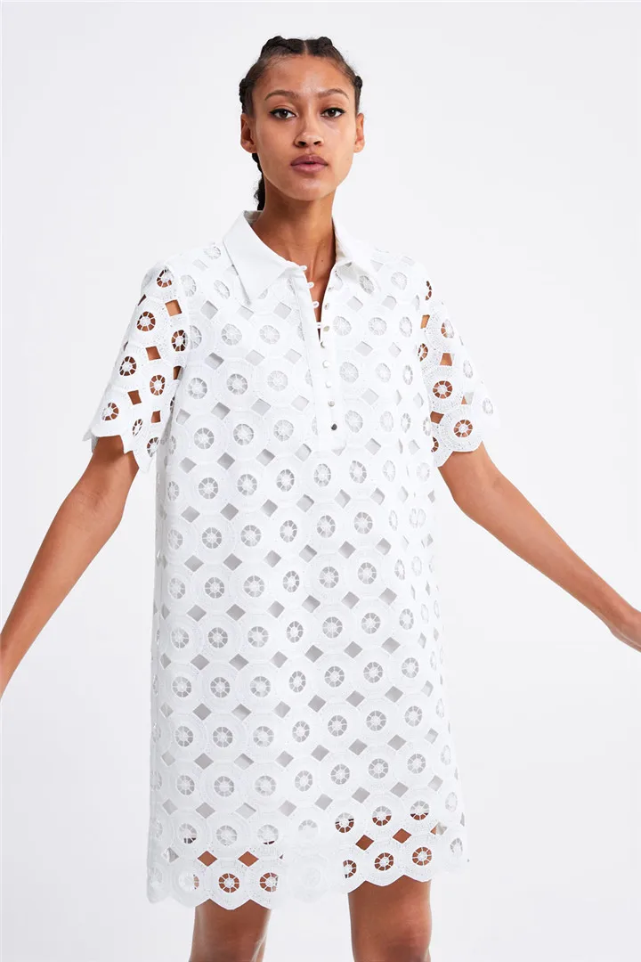 Women's White Lace Dress 2019 Fashion Style Summer Dress Women Short Sleeve Turn-down Collar Sexy Hollow-out Lace Shirt Dress
Women's White Lace Dress 2019 Fashion Style Summer Dress Women Short Sleeve Turn-down Collar Sexy Hollow-out Lace Shirt Dress