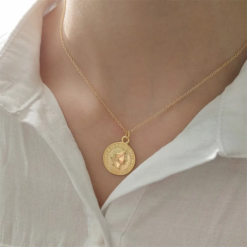 Puck one layer Necklace Women Round Coin Pendant Necklace For Women Retro Metal Gold silver Sequins Jewellry colares Jewelry
Puck one layer Necklace Women Round Coin Pendant Necklace For Women Retro Metal Gold silver Sequins Jewellry colares Jewelry