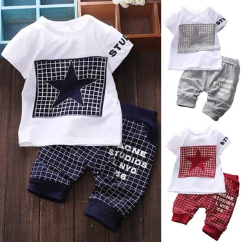 BOBORA Spring/Summer 2PCS Baby Kids Short Sleeve Star Pattern T-shirt Tops + Plaid Pants Infant Outfits Set
BOBORA Spring/Summer 2PCS Baby Kids Short Sleeve Star Pattern T-shirt Tops + Plaid Pants Infant Outfits Set