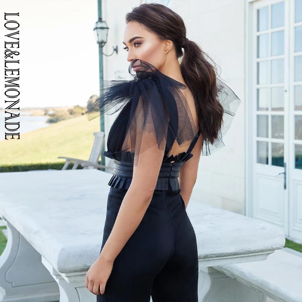 LOVE&LEMONADE Sexy Black V-Neck Upper Body Mesh Straps High Waist Fit Jumpsuit LM90006
LOVE&LEMONADE Sexy Black V-Neck Upper Body Mesh Straps High Waist Fit Jumpsuit LM90006