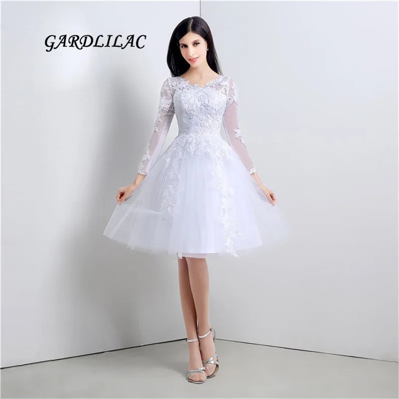 New White Short Plus size Wedding Dresses 2017 Long Sleeve Lace V-NECK Wedding Party Dresses Vestido de noiva
New White Short Plus size Wedding Dresses 2017 Long Sleeve Lace V-NECK Wedding Party Dresses Vestido de noiva