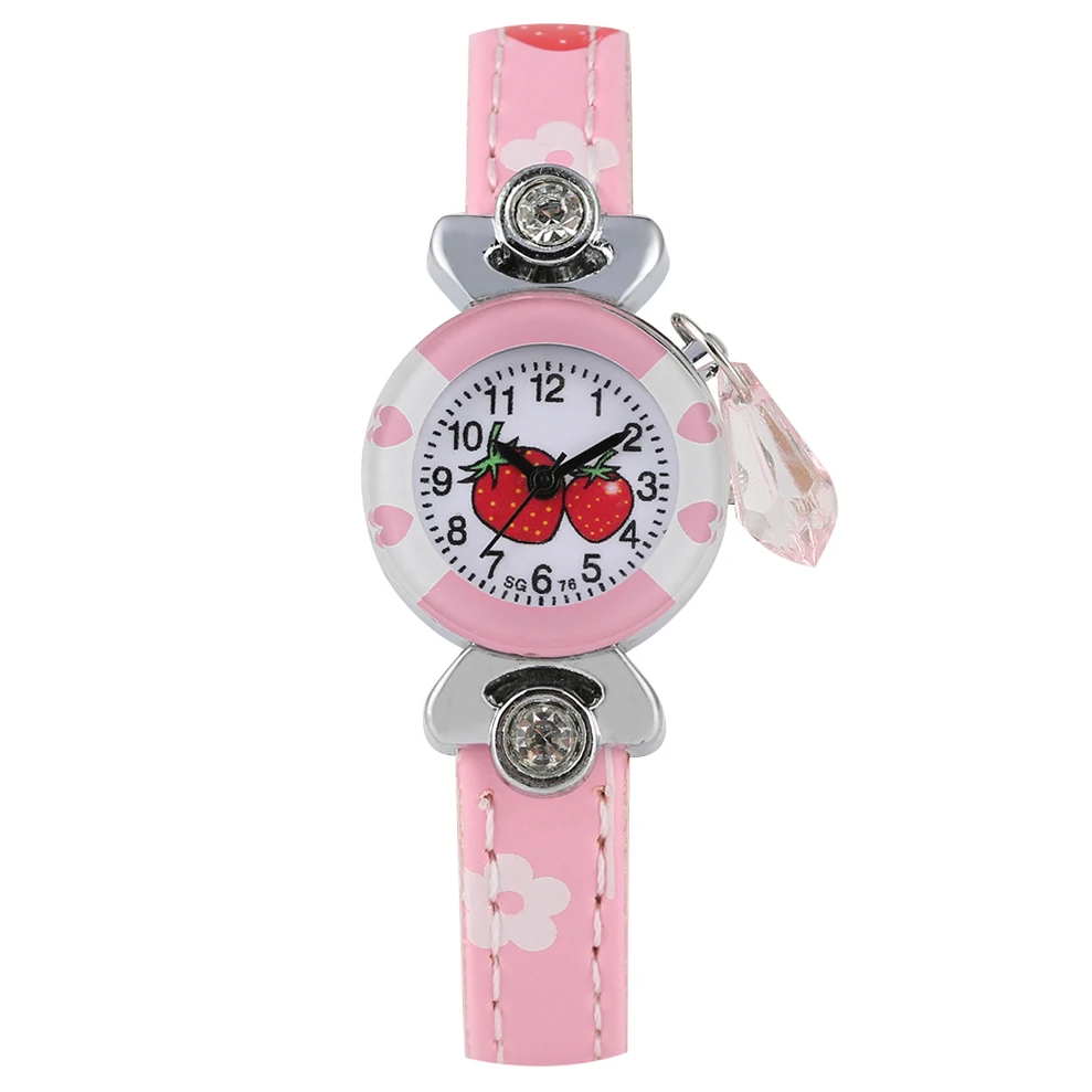 Kids Lovely Cartoon Quartz Watch Cute Strawberry Pattern Dial Watch Classic Diamond-encrusted PU Leather Strap Quartz Wristwatch
Kids Lovely Cartoon Quartz Watch Cute Strawberry Pattern Dial Watch Classic Diamond-encrusted PU Leather Strap Quartz Wristwatch