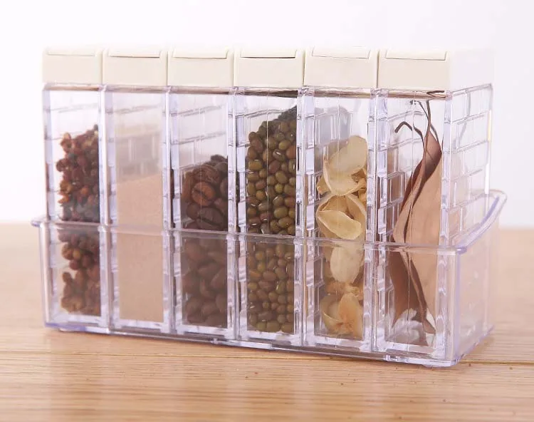 6 Box Seasoning Bottle Spice Jar Home Kitchen Condiment Storage Pot Cruet Container with Tray Holder for Sugar Salt
6 Box Seasoning Bottle Spice Jar Home Kitchen Condiment Storage Pot Cruet Container with Tray Holder for Sugar Salt