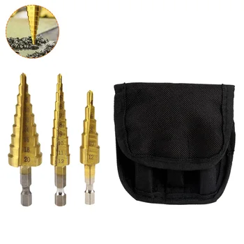 3pcs Titanium high speed steel Metric 1/4" Hex Shank Titanium Coated Step Drill Bit Cutting Tools Smoother Drill Bit Set
3pcs Titanium high speed steel Metric 1/4" Hex Shank Titanium Coated Step Drill Bit Cutting Tools Smoother Drill Bit Set
