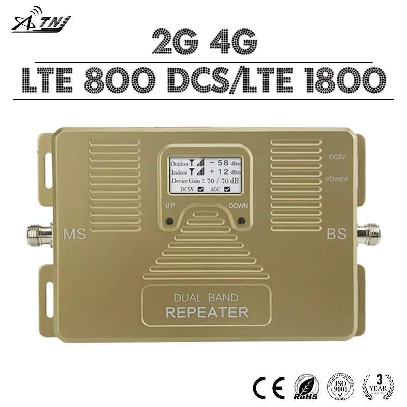 Smart 4G+4G LTE Signal Amplifier 4G LTE 800 LTE DCS 1800 Cellular Signal Booster 70dB Gain LCD Display 2G 4G Dual Band Repeater
Smart 4G+4G LTE Signal Amplifier 4G LTE 800 LTE DCS 1800 Cellular Signal Booster 70dB Gain LCD Display 2G 4G Dual Band Repeater