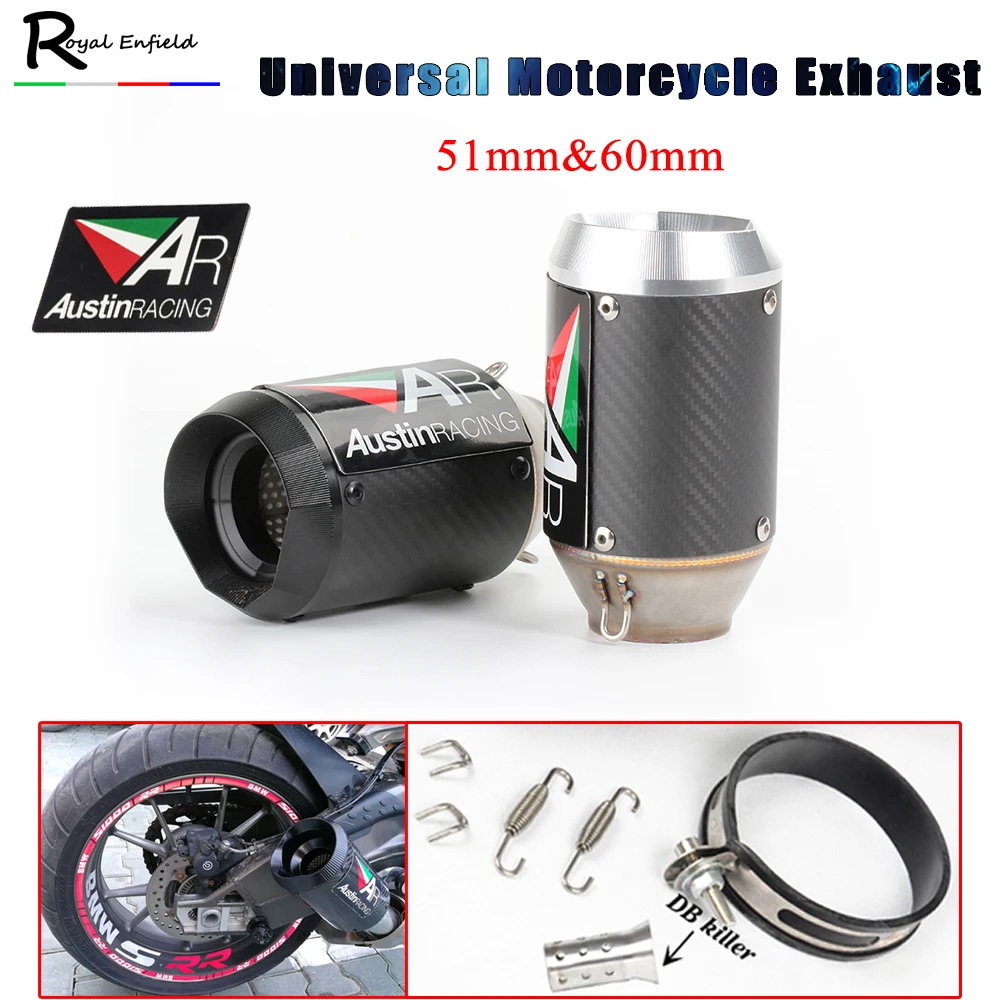 Carbon Fiber Escape System with DB kille Universal 51MM 61MM AR Austin Racing Motorcycle Exhaust Pipe For GSXR600 Z1000 ER6N K7
Carbon Fiber Escape System with DB kille Universal 51MM 61MM AR Austin Racing Motorcycle Exhaust Pipe For GSXR600 Z1000 ER6N K7