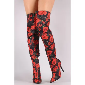 Fashion Womens Prints Thigh High Boots Elegant Stilettos High Heels Dress Shoes Women Flower Pointed Toe Over The Knee Boots
Fashion Womens Prints Thigh High Boots Elegant Stilettos High Heels Dress Shoes Women Flower Pointed Toe Over The Knee Boots