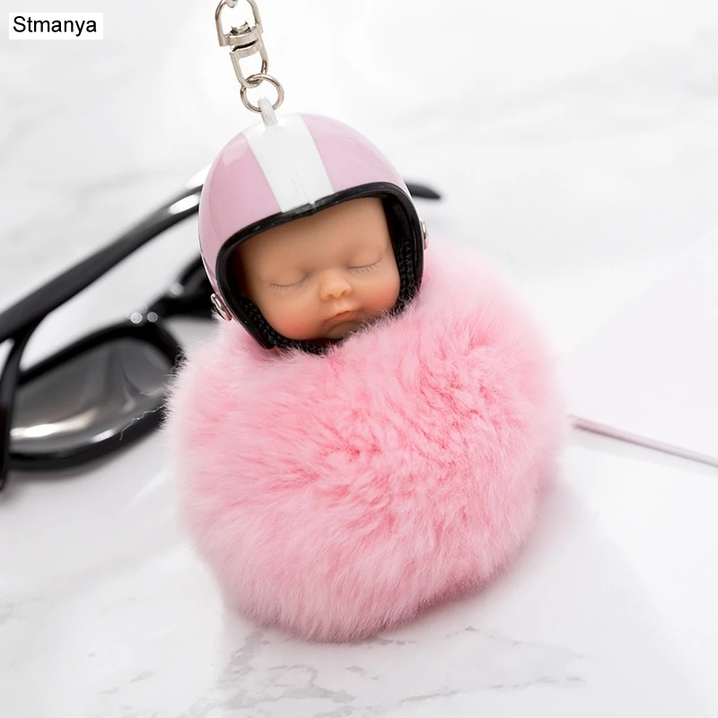 Wearing Helmet doll Car KeyChain Faux Fur Pompom Bag Charm Accessories Sleeping baby pendant Key Chain New jewelry K1721
Wearing Helmet doll Car KeyChain Faux Fur Pompom Bag Charm Accessories Sleeping baby pendant Key Chain New jewelry K1721