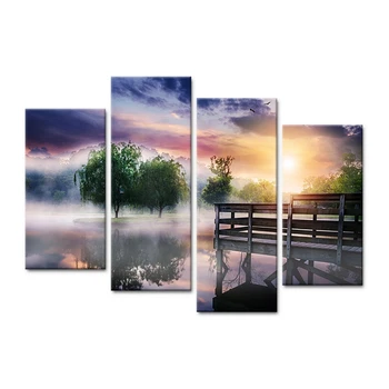 Modern Abstract Canvas Painting Wall Art Pictures 4 Pieces Sunrise Lake Trees Fog Landscape Home Decor
Modern Abstract Canvas Painting Wall Art Pictures 4 Pieces Sunrise Lake Trees Fog Landscape Home Decor