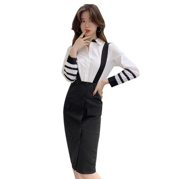 Foamlina Elegant Women Work Wear Two Pieces Set Turn Down Collar Long Sleeve Striped Shirt and Buttons Suspender Skirt Suits
Foamlina Elegant Women Work Wear Two Pieces Set Turn Down Collar Long Sleeve Striped Shirt and Buttons Suspender Skirt Suits