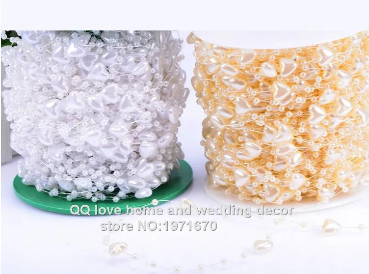 Image NEW STYLE IN STOCK!60meters heart pearl beads wedding garland centerpiece flower table candle decoration crafting DIY accessory