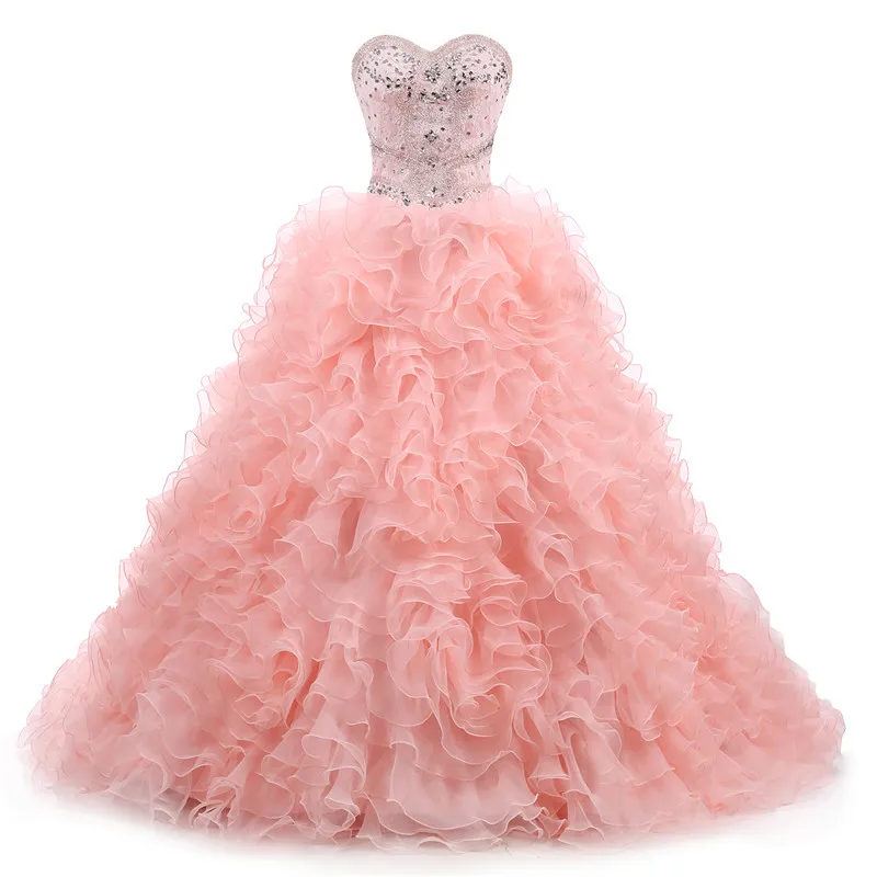 Princess Organza Ruffle Cheap Quinceanera Gowns Sweet 16 Ball Gown Quinceanera Dresses 2019 Pink Lace Rhinestones Debutante Gown
Princess Organza Ruffle Cheap Quinceanera Gowns Sweet 16 Ball Gown Quinceanera Dresses 2019 Pink Lace Rhinestones Debutante Gown
