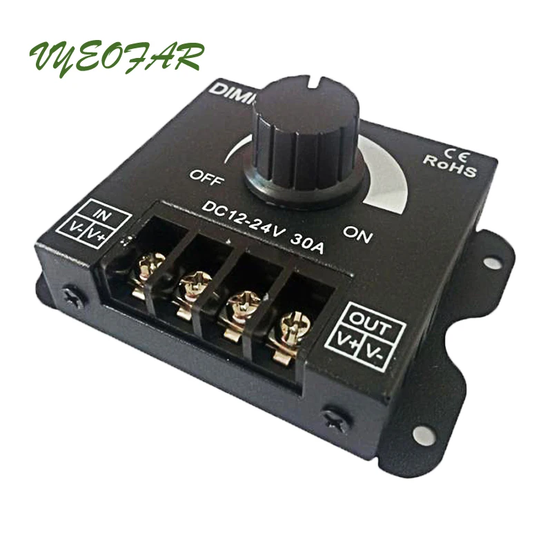 LED Switch Dimmer DC 12 24V Led Strip Dimming Controller Single Color Strip 30A Big Power knob Adjustment led dimmable Device
LED Switch Dimmer DC 12 24V Led Strip Dimming Controller Single Color Strip 30A Big Power knob Adjustment led dimmable Device