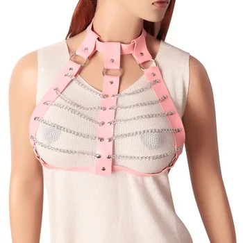 Sexy Pink Bra Hollow Out Body Harness Women Leather Harajuku Gothic Style Metal Chain Ring Lingerie Accessory Bedroom Rave
Sexy Pink Bra Hollow Out Body Harness Women Leather Harajuku Gothic Style Metal Chain Ring Lingerie Accessory Bedroom Rave