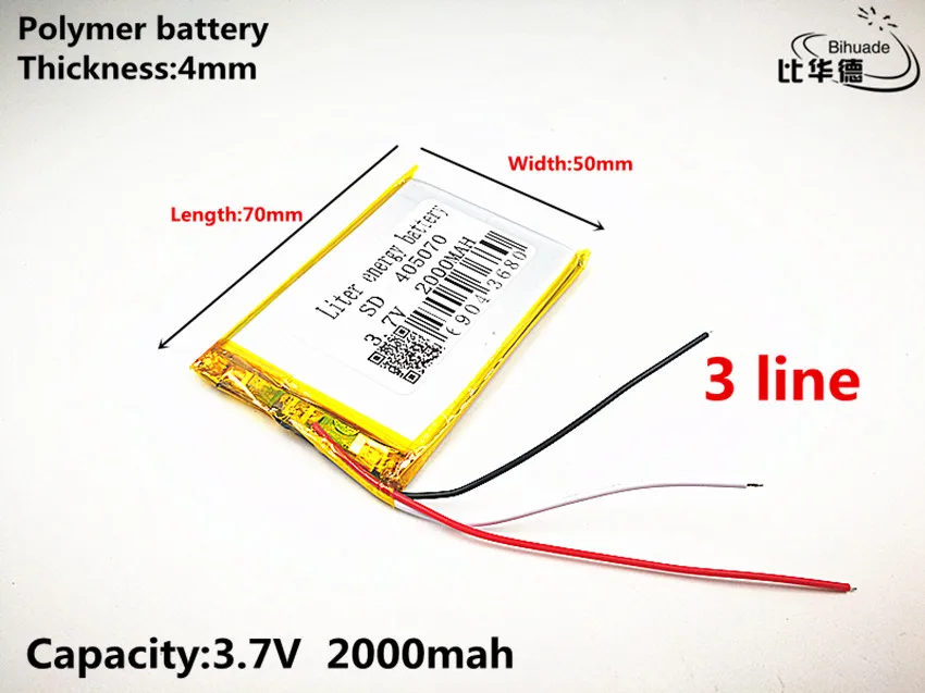 3 line Good Qulity 3.7V,2000mAH,405070 Polymer lithium ion / Li-ion battery for TOY,POWER BANK,GPS,mp3,mp4
3 line Good Qulity 3.7V,2000mAH,405070 Polymer lithium ion / Li-ion battery for TOY,POWER BANK,GPS,mp3,mp4