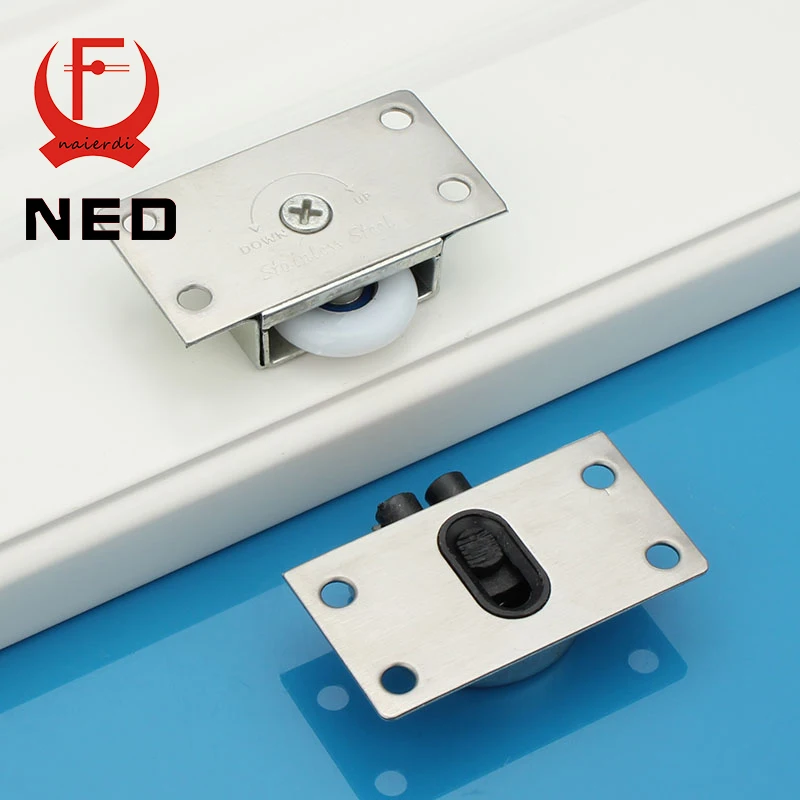 Image 4Set 2016 NED APS Stainless Steel Sliding Door Wheel Cabinet Nylon Wheels Hanging Wheel Parts Door Rollers Door Hardware