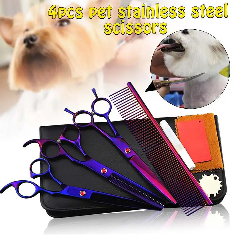 5Pcs Professional Pet Grooming Scissors 7.0" Double-Curved scissor +6.5" Thinning scissor +7.0" Straight scissor+Comb+Case
5Pcs Professional Pet Grooming Scissors 7.0" Double-Curved scissor +6.5" Thinning scissor +7.0" Straight scissor+Comb+Case