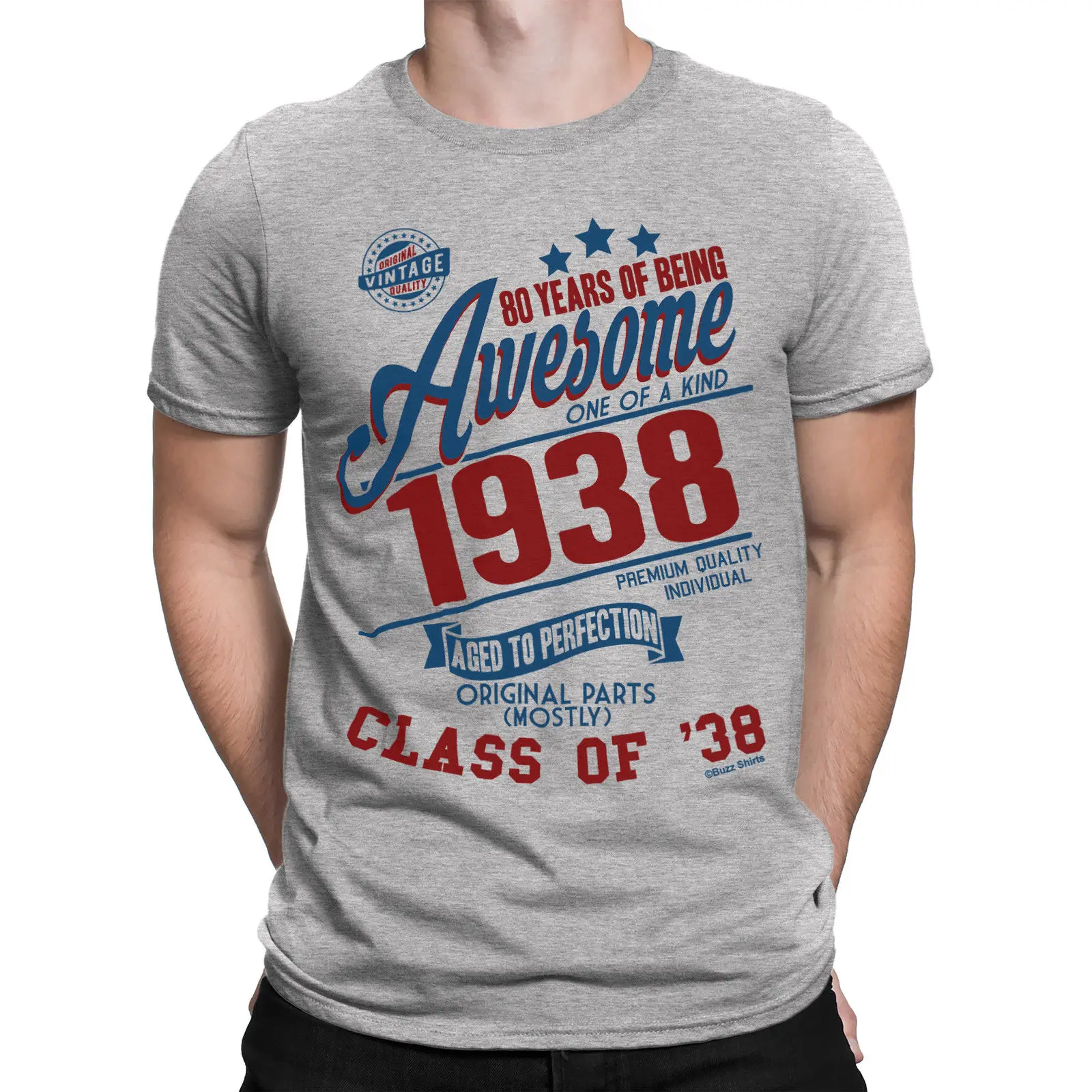 Потрясающая Мужская футболка 80 лет класс 1938 подарок на день рождения крутая