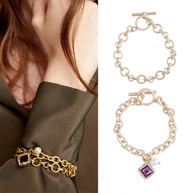 Bracelet Bangle For Girls and Ladies Simulated Pearl Purple Rhinestone Square Gold Bracelets Jewelry Gifts B0912
Bracelet Bangle For Girls and Ladies Simulated Pearl Purple Rhinestone Square Gold Bracelets Jewelry Gifts B0912