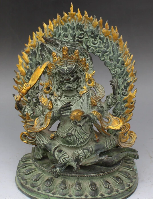 bi002333 9" Old Tibet Tibetan Buddhism Bronze Gilt Mahakala Wrathful Deity Buddha Statue
bi002333 9" Old Tibet Tibetan Buddhism Bronze Gilt Mahakala Wrathful Deity Buddha Statue