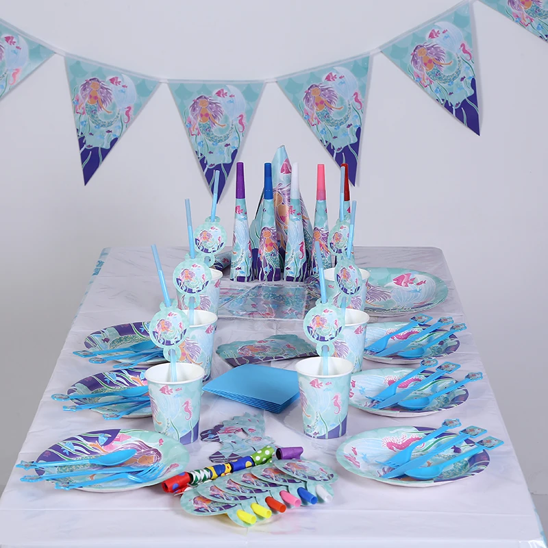 Mermaid theme Party Disposable Tableware Champagne Cup Plate Straws 1st Birthday Party Decor Kids Baby Shower Party Supplies
Mermaid theme Party Disposable Tableware Champagne Cup Plate Straws 1st Birthday Party Decor Kids Baby Shower Party Supplies