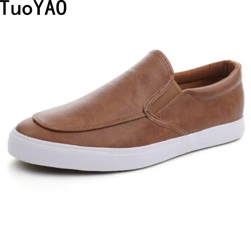 Мужские лоферы на плоской подошве мокасины из искусственной кожи Белые слипоны