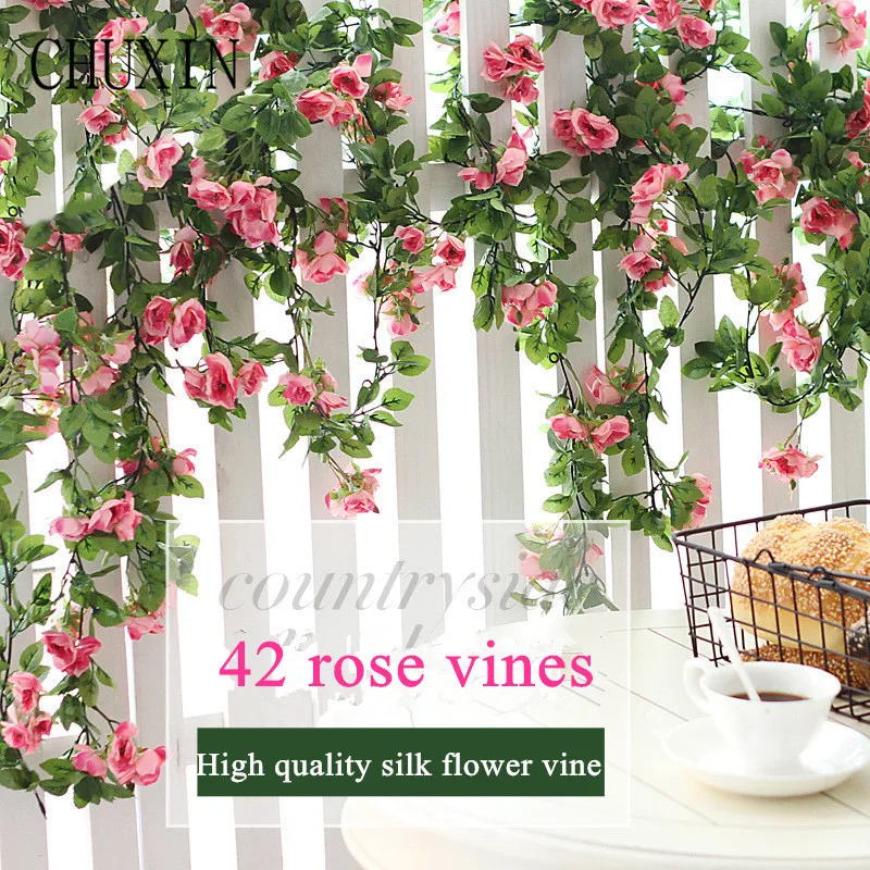 High quality silk 42 rose artificial flower vine green home wall balcony outdoor decoration wedding decorative fake flower 175cm
High quality silk 42 rose artificial flower vine green home wall balcony outdoor decoration wedding decorative fake flower 175cm