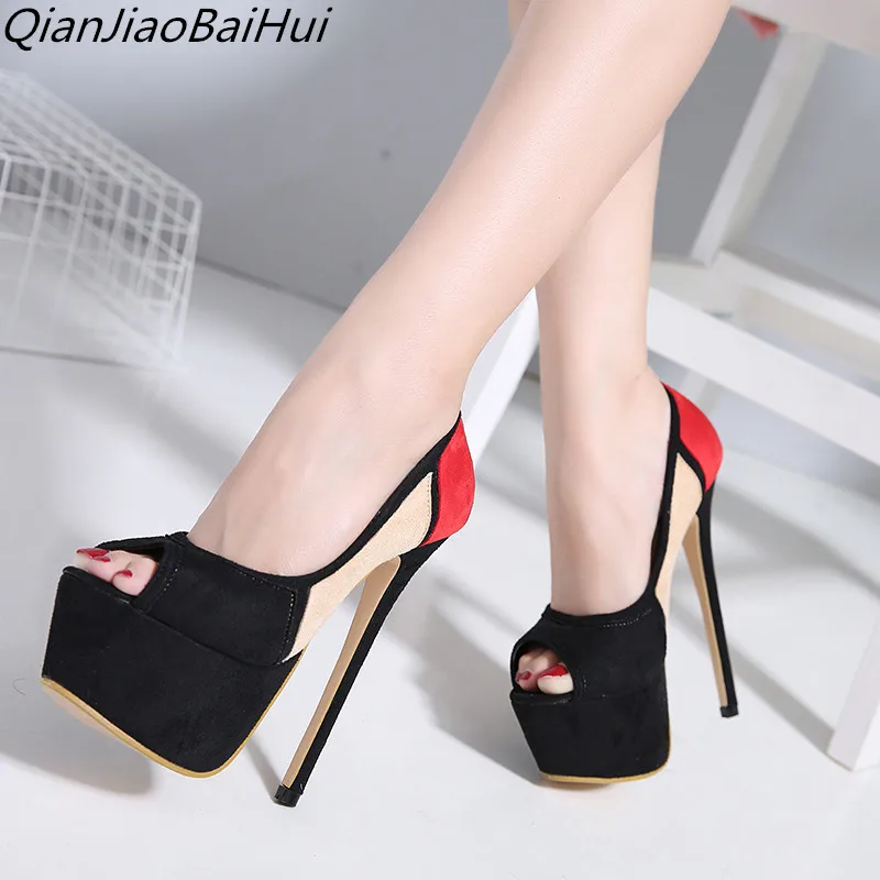 QianJiaoBaiHui sexy heels women open peeped toe pumps platform shoes female super high heels Black party shoes woman pumps 16 cm
QianJiaoBaiHui sexy heels women open peeped toe pumps platform shoes female super high heels Black party shoes woman pumps 16 cm