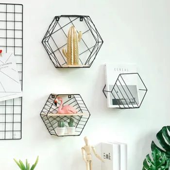 Hexagon Grid Floating Shelf Wrought Iron Wall-mounted Storage Iron Basket Rack For Flower Pots Toys Modern Nordic
Hexagon Grid Floating Shelf Wrought Iron Wall-mounted Storage Iron Basket Rack For Flower Pots Toys Modern Nordic