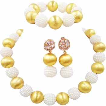 White Nigerian Beads African Jewelry Set for Women Simulated Pearl Necklace and Earrings 1ZQLS17
White Nigerian Beads African Jewelry Set for Women Simulated Pearl Necklace and Earrings 1ZQLS17