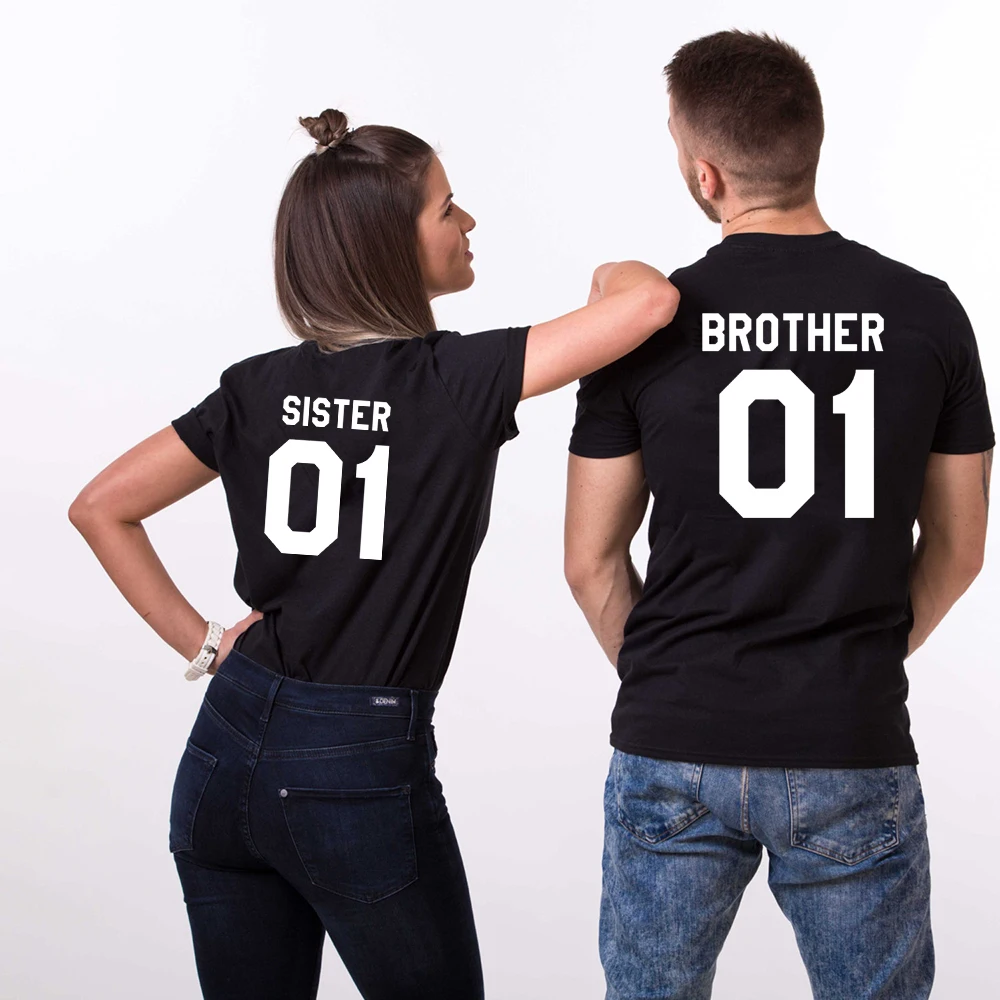 SISTER 01 BROTHER 01 Letters Print Men and Women Street T-shirt Matching Men Women Funny Tee Shirts Summer Short Sleeve Tops
SISTER 01 BROTHER 01 Letters Print Men and Women Street T-shirt Matching Men Women Funny Tee Shirts Summer Short Sleeve Tops