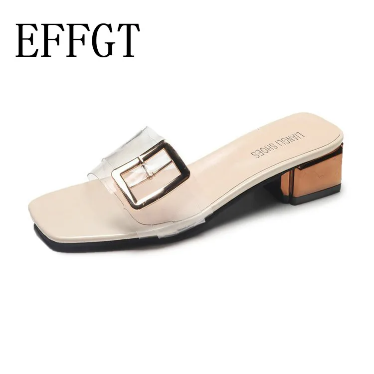EFFGT Summer Mules Women Shoes Transparent low Heel slipper Casual Ladies sandal Female Party Metal Buckle Elegant Slippers K139
EFFGT Summer Mules Women Shoes Transparent low Heel slipper Casual Ladies sandal Female Party Metal Buckle Elegant Slippers K139
