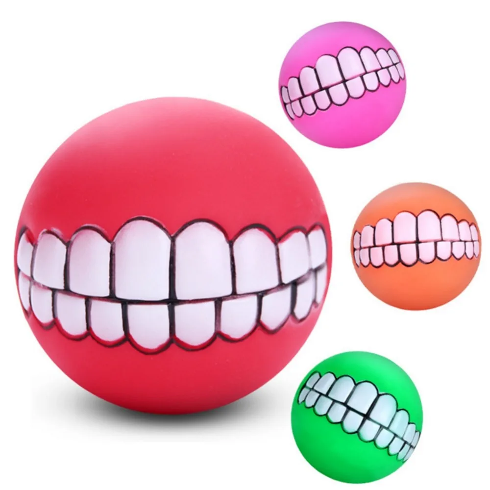 

Funny Pets Dog Puppy Cat Ball Teeth Toy PVC Chew Sound Dogs Play Fetching Squeak Toys Pet Supplies